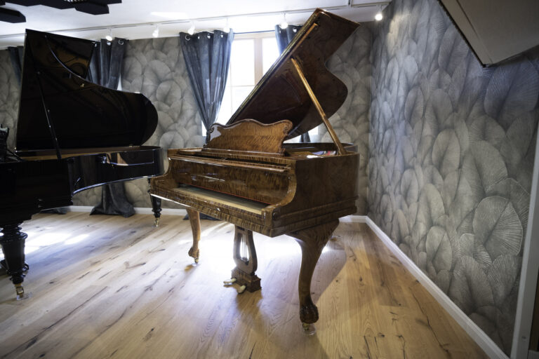 Steinway & Sons O-180 Sonderedition Eis-Birke Gesamtansicht frontal